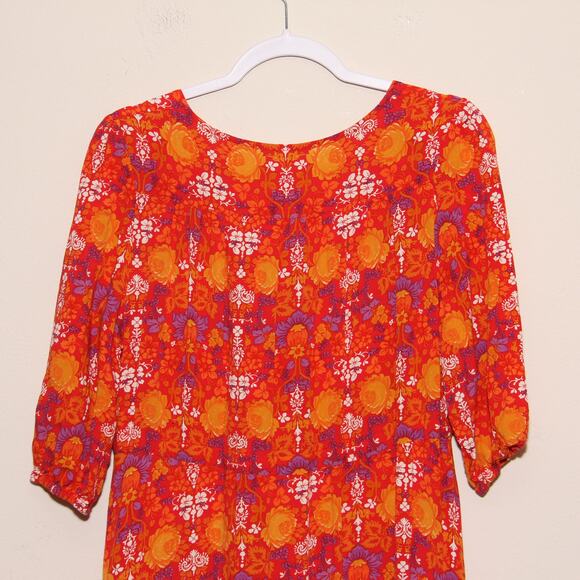 Abel the Label Floral Peasant Tiered Dress Size Small Front slit. - Picture 6 of 10